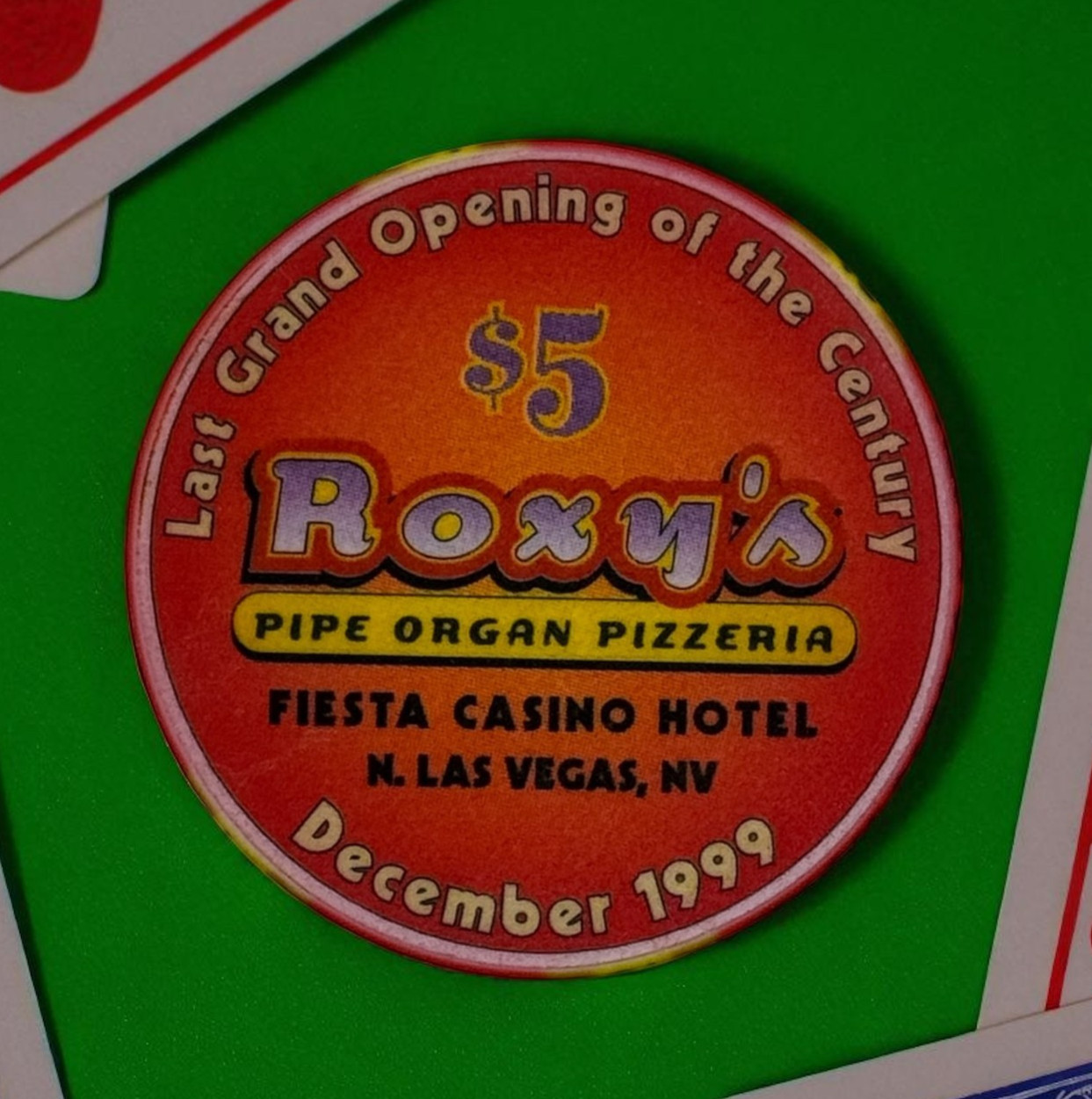 FIESTA CASINO HOTEL N. LAS VEGAS ROXY'S OPENING $5 CASINO CHIP 1999