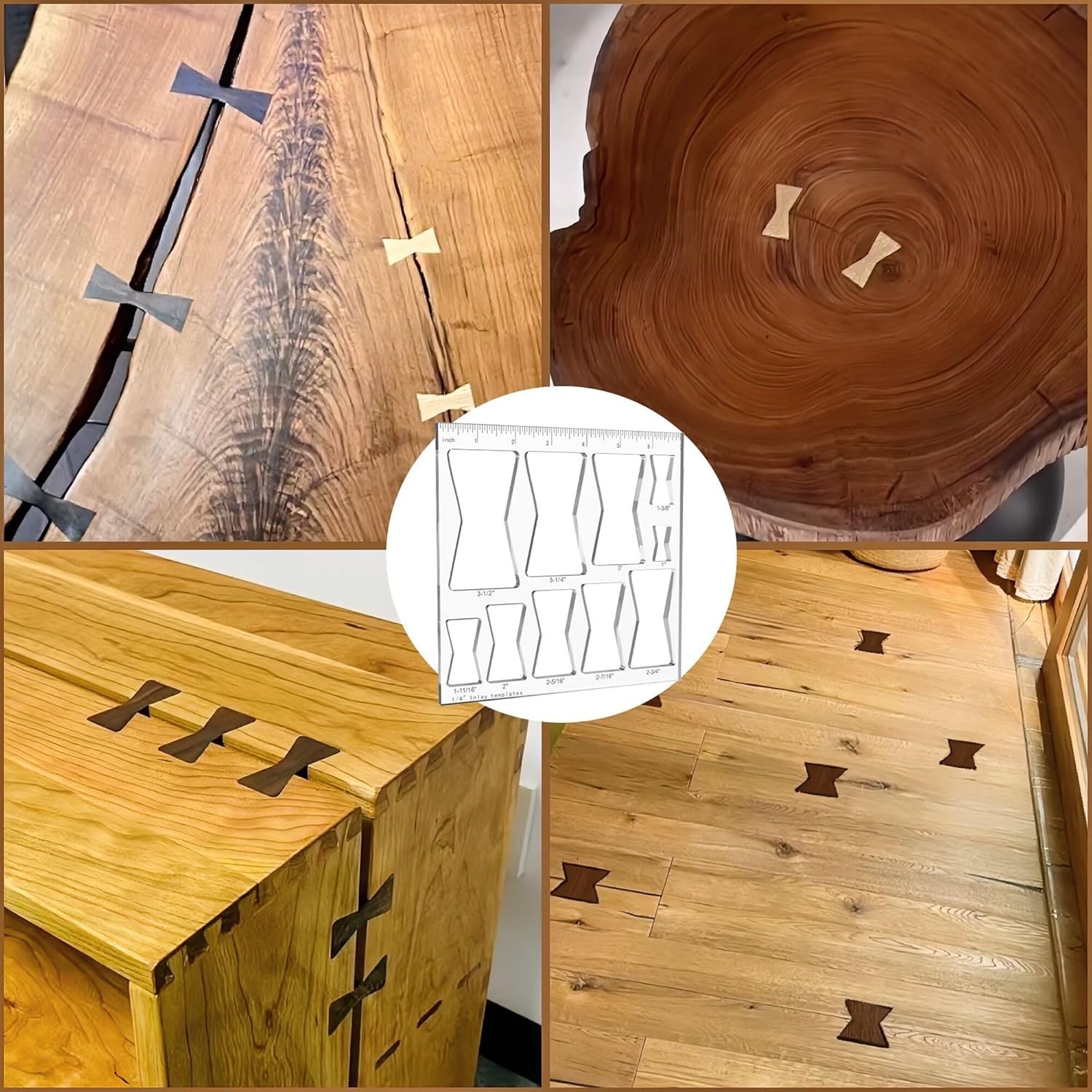 10 in 1 Router Templates for Woodworking,Butterfly Inlay Template,Wood Bowtie...