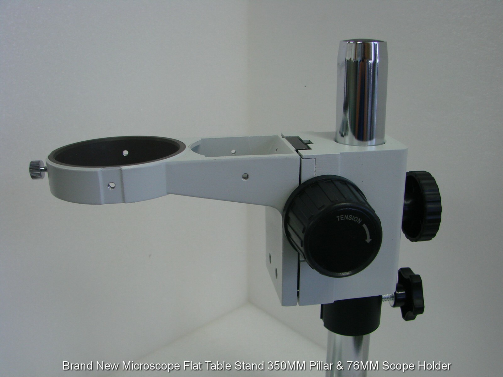 Brand New Microscope Flat Table Stand 350MM Pillar & 76MM Scope Holder