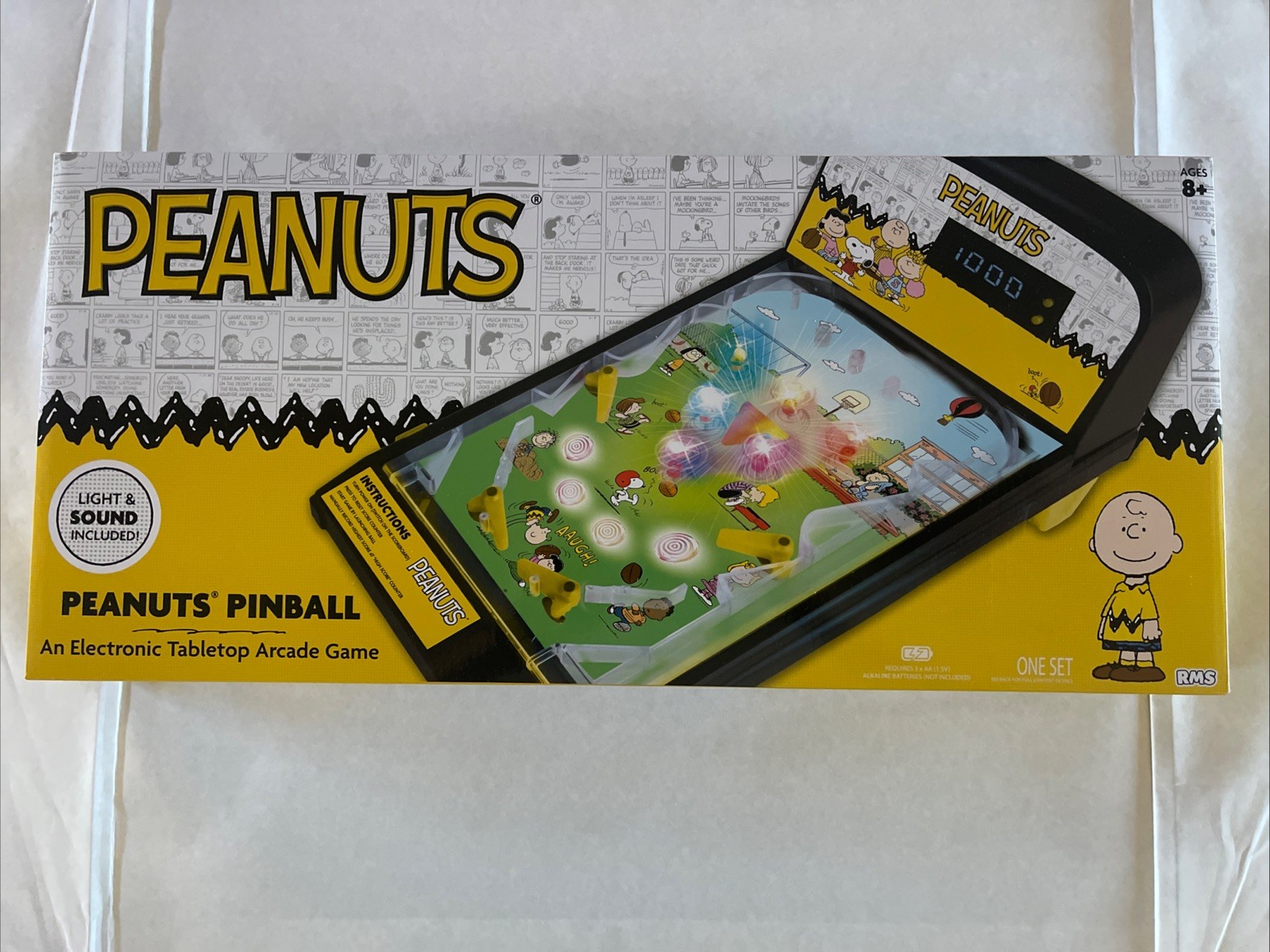 Peanuts SNOOPY Electronic Tabletop Arcade Game PINBALL Machine w/ Lights & Sound