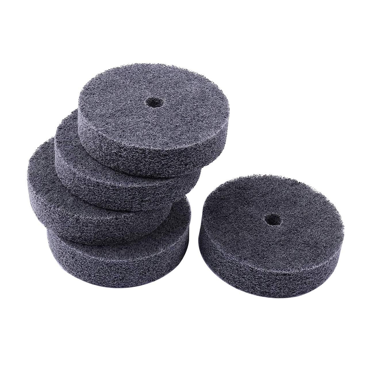 5 Pcs 3'' Fiber Buffing Wheel - 3/8'' Arbor Hole Replacement Fiber Buffing Polis