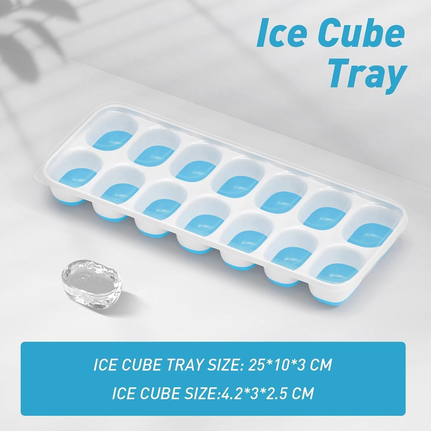 Ice Cube Tray with Lid, 4 Packs 56 Cubes Durable Stackable Ice Cube