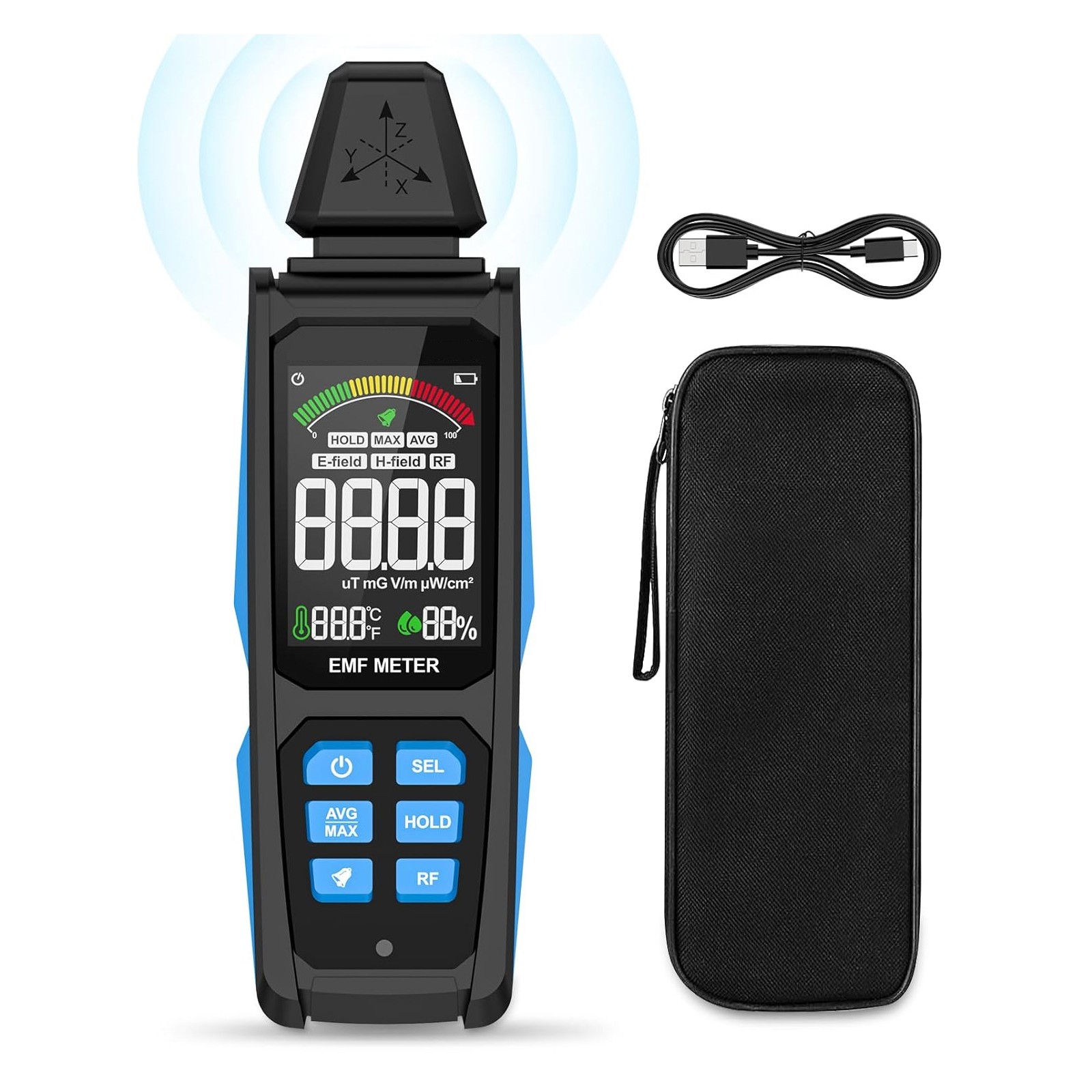 High-Sensitivity EMF Detector for EF, RF & MF fields Ideal for Ghost Hunting
