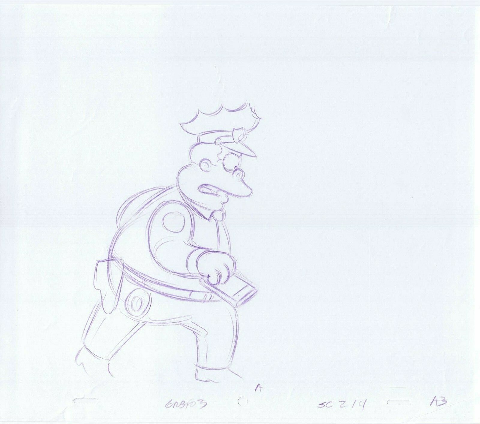 Simpsons Wiggum Original Art Animation Production Pencils GABF03 SC-214 A-3