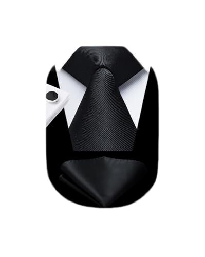 Mens Solid Ties Formal Business Woven 8.5cm / 3.4 inches in Width A-black 3