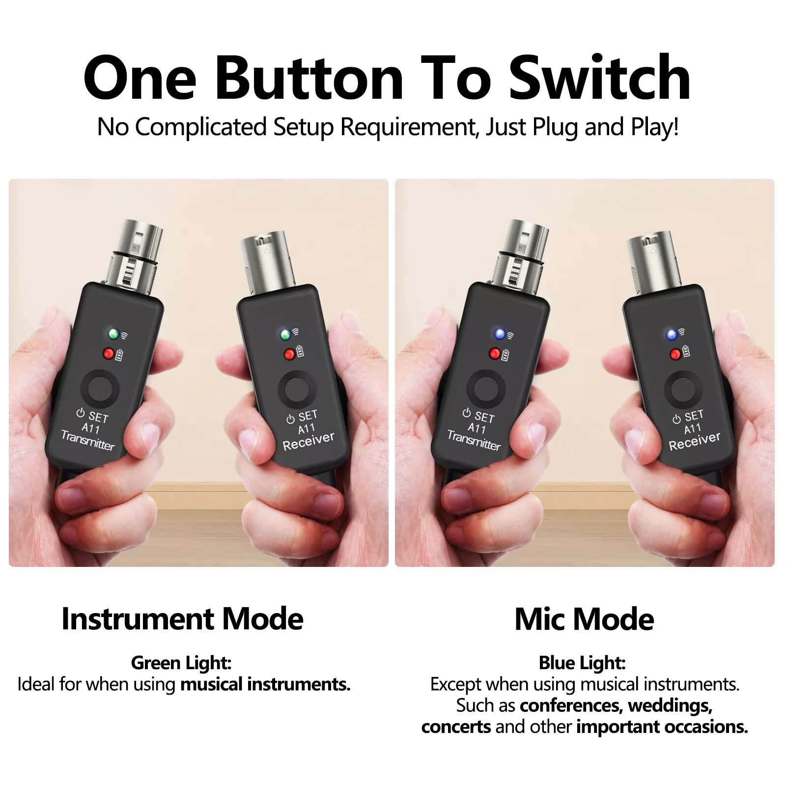 Audio Transmitter&Receiver Wireless Microphone Adapter Versatile Applications