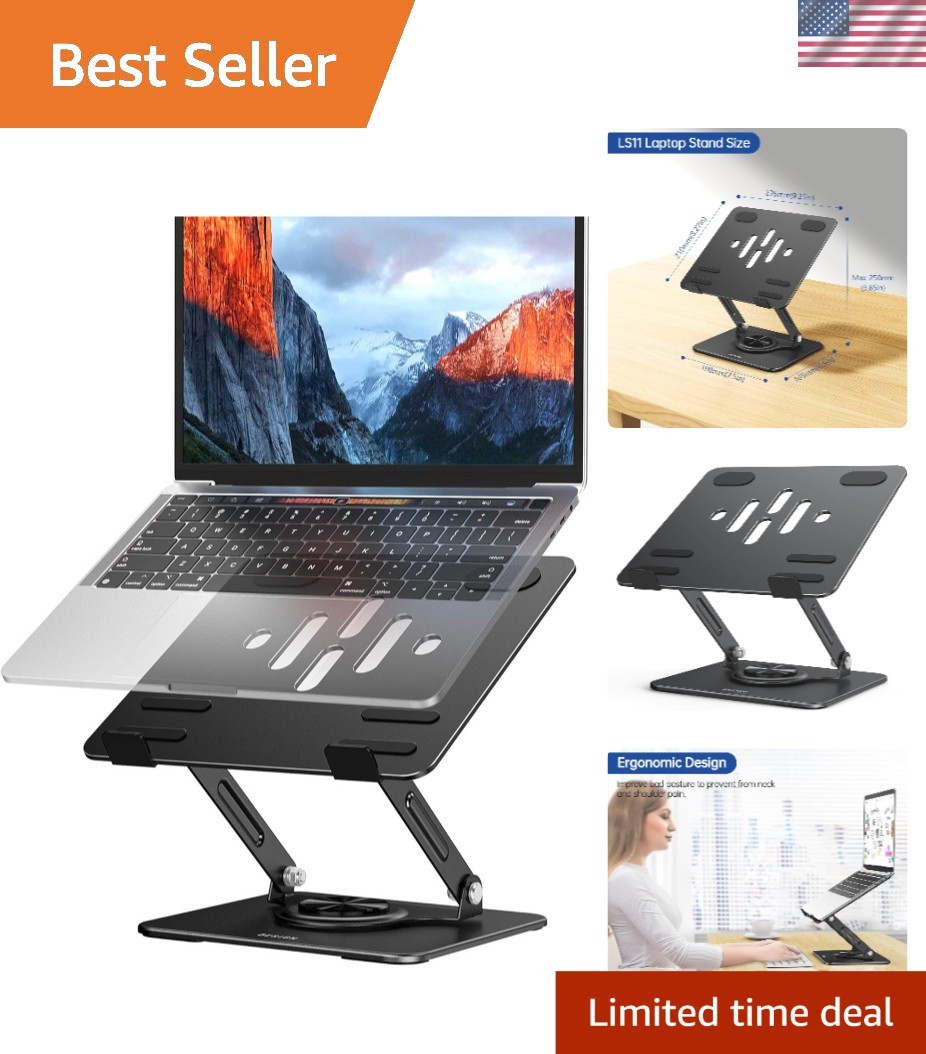 Foldable Laptop Stand with Ergonomic Design and 360° Rotation for 10-14" Laptops