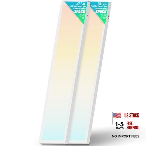 1x4 LED Flat Panel Light,Surface Mount Ceiling Light,5CCT 1x4FT 2PACK