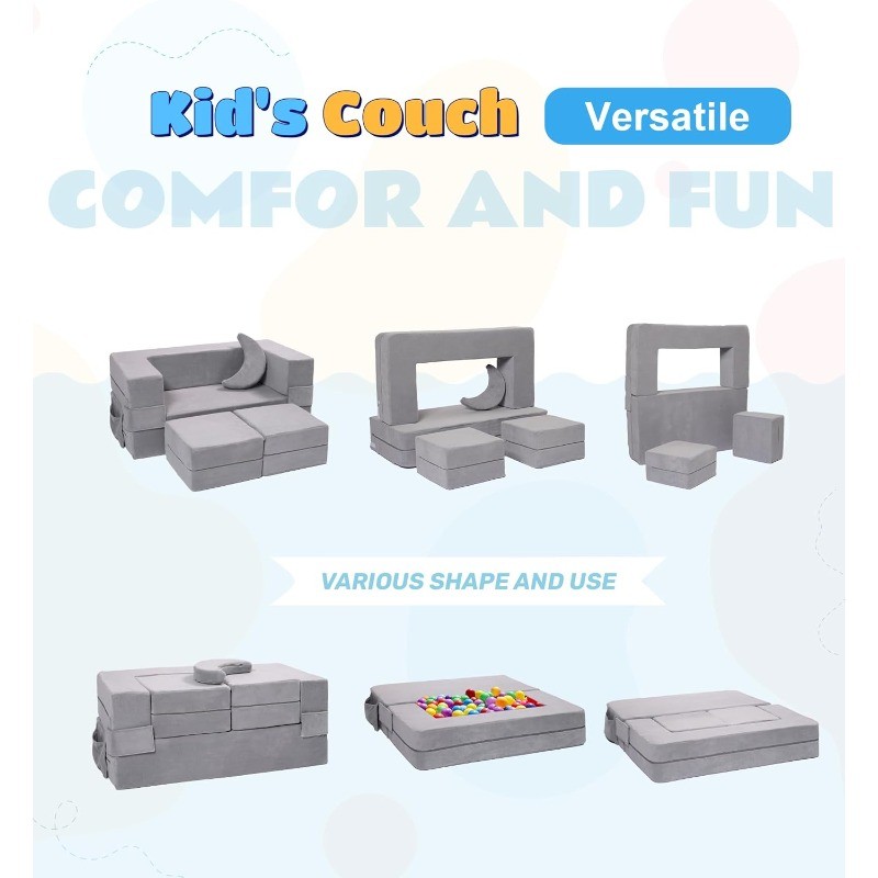 Kids Sofa,Toddler Couch Foam Armchair for Kids, Children Convertible Plush Sofa