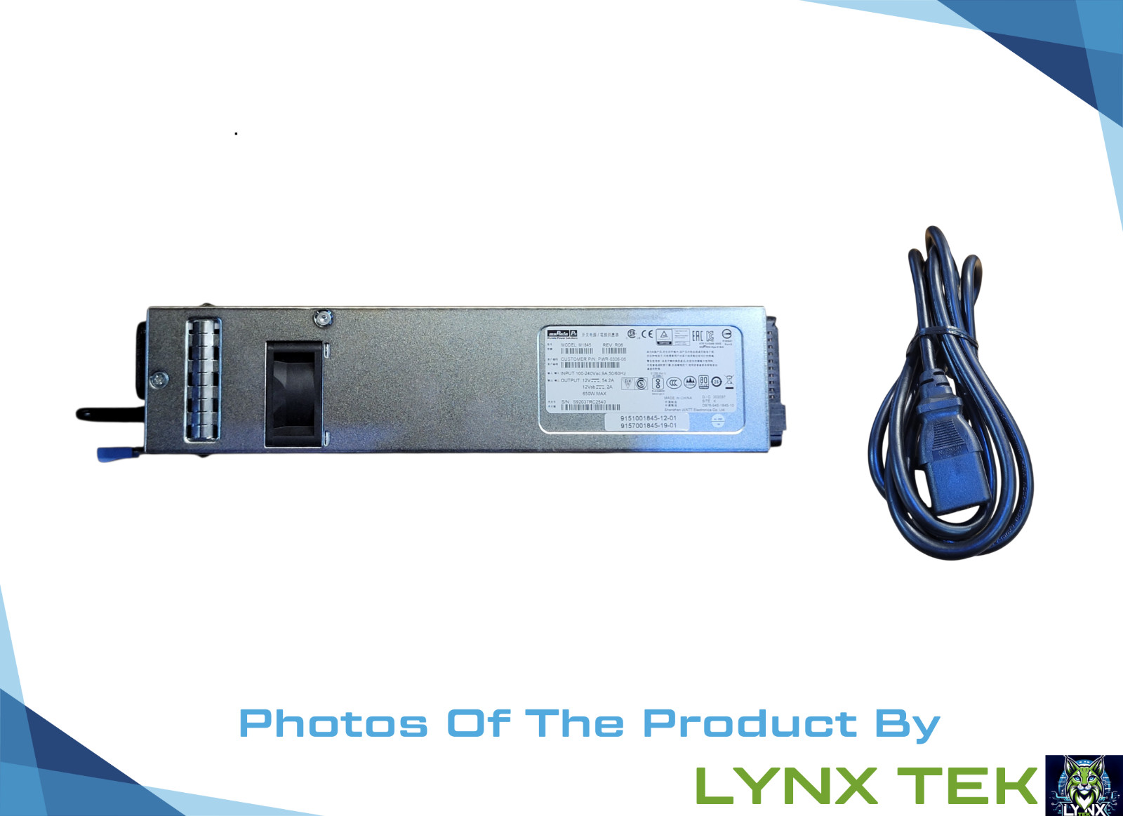 Murata Power Solutions M1845 PWR-0306-06 650W with Power Cord For Parts/Repair