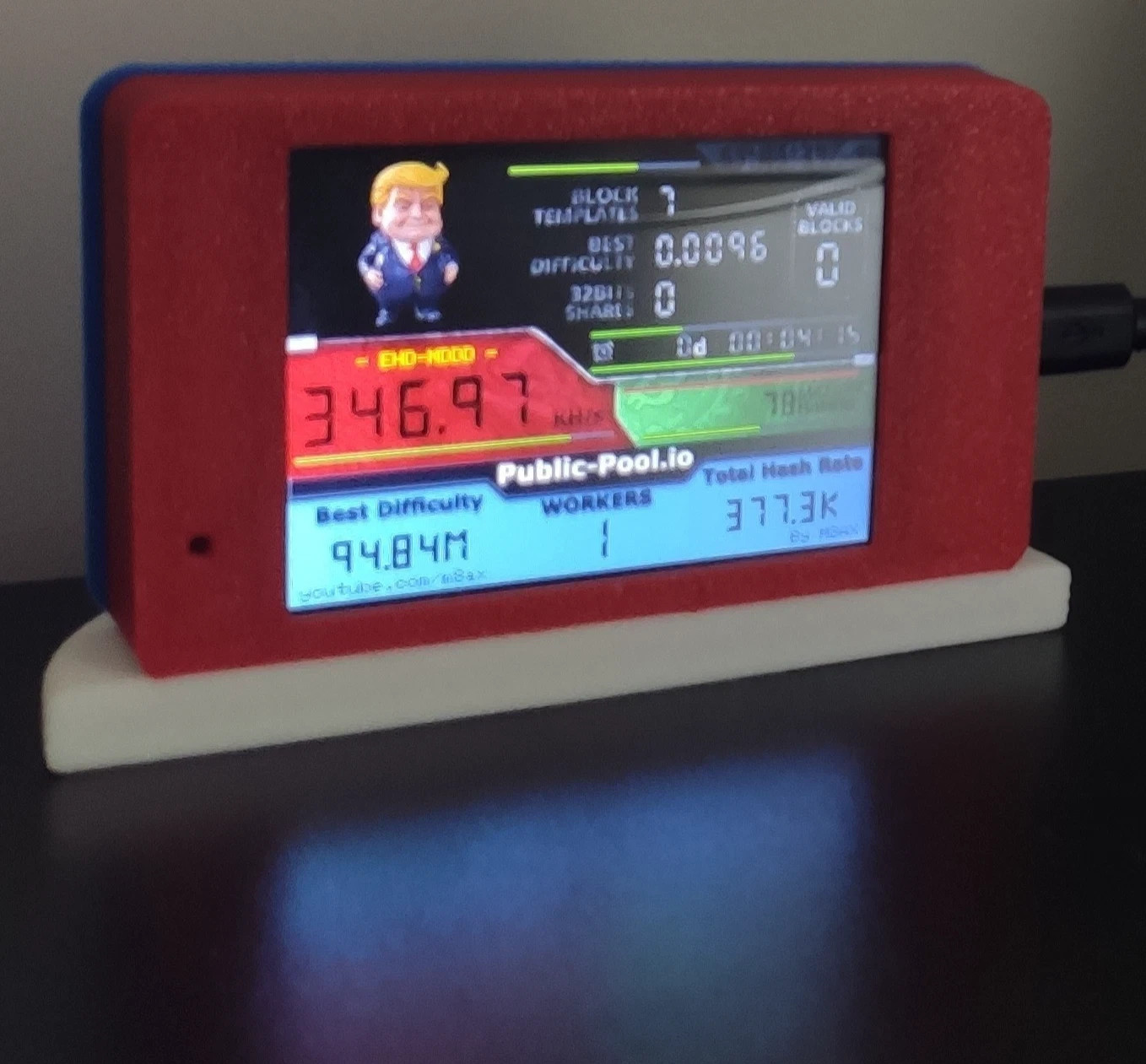 Donald Trump Nerd Miner - Solo Crypto Miner 350+kh/s  2 x 2.8" Screen - Gadget