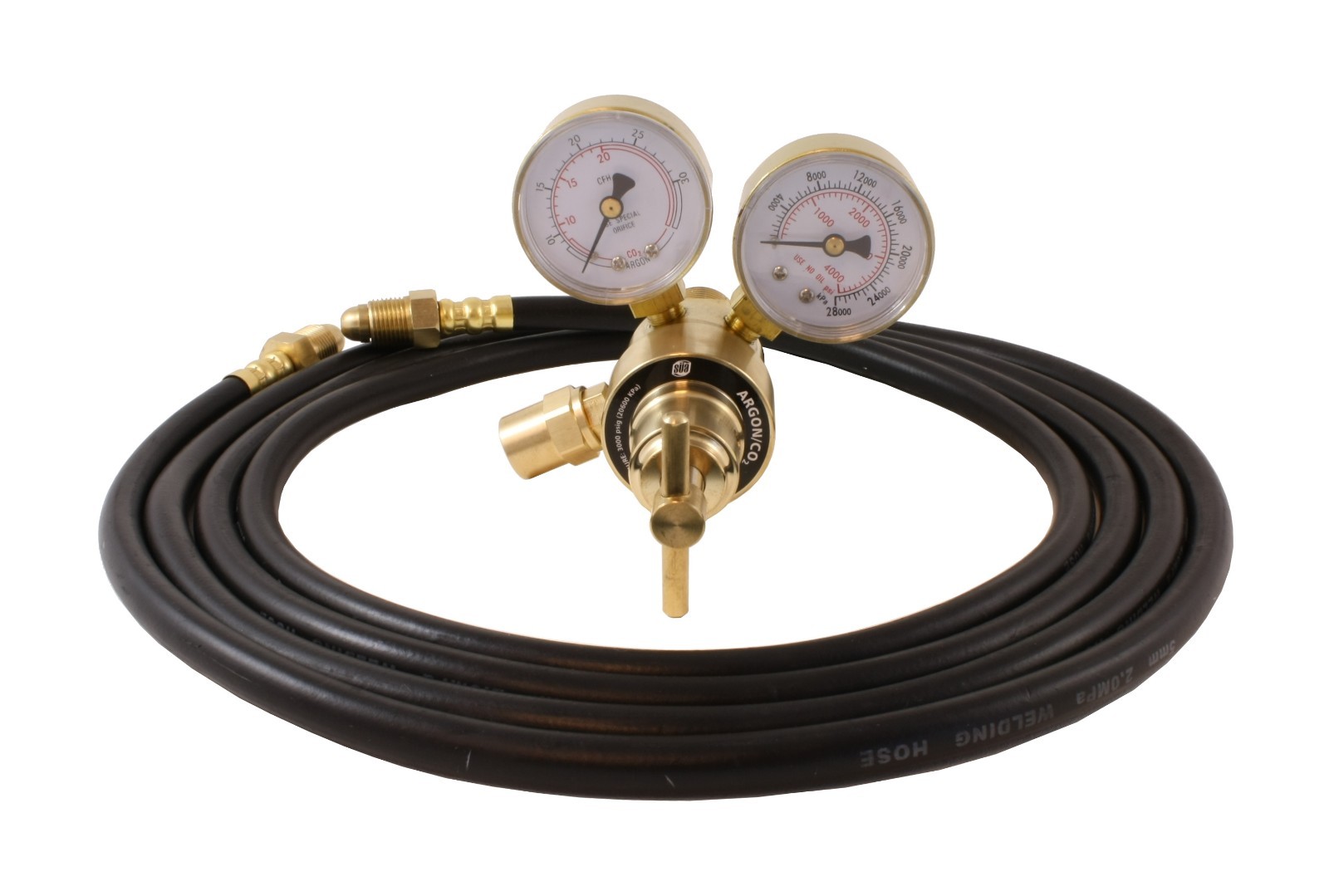 Industrial Argon Regulator/Flowmeter Gauges for MIG & TIG Welders + 5 Feet Hose