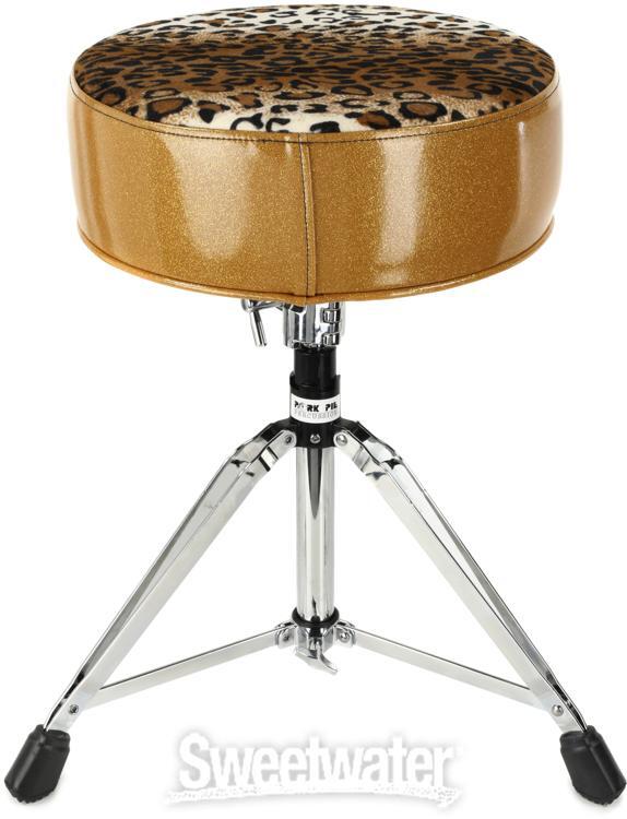 Pork Pie Percussion Round Drum Throne - Gold with Leopard Print