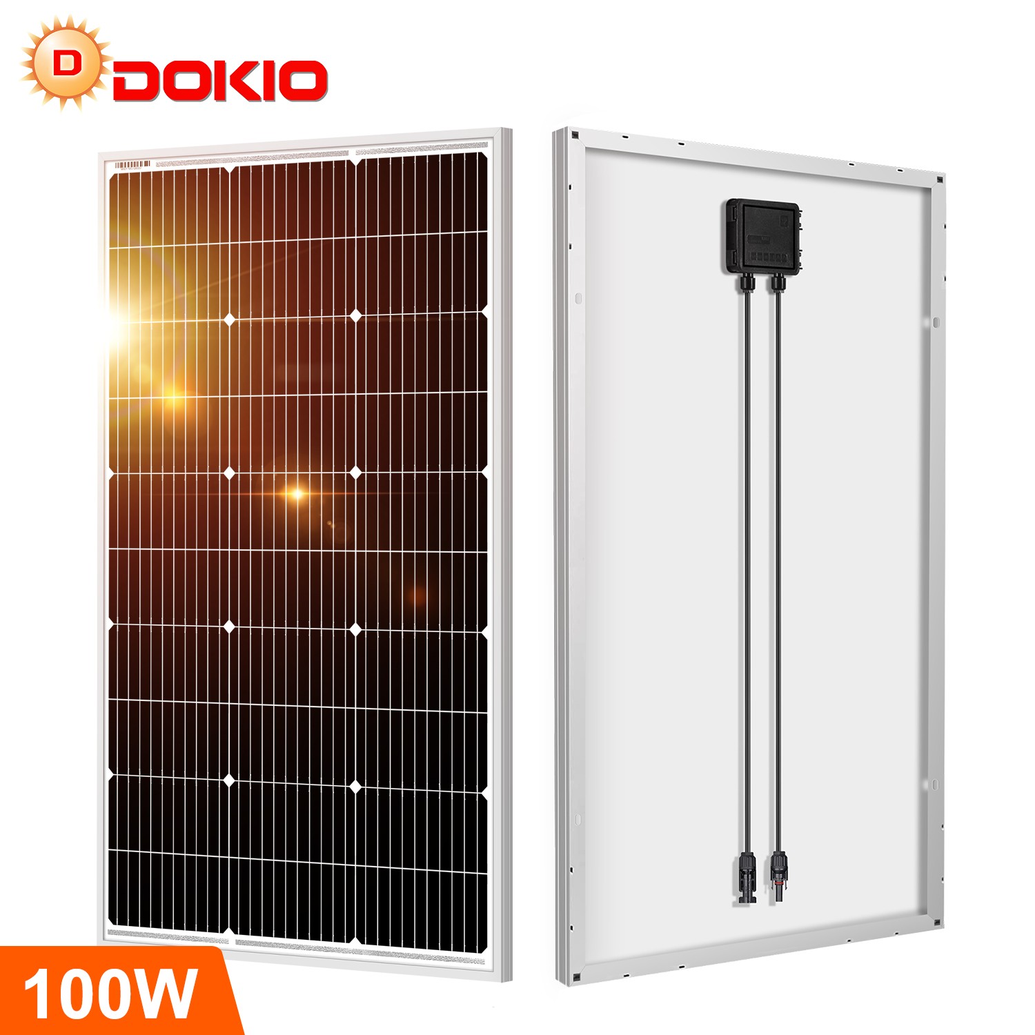 Dokio 100w 200w Rigid Monocrystalline Solar Panel Kit for Home/RV/Boat/Battery