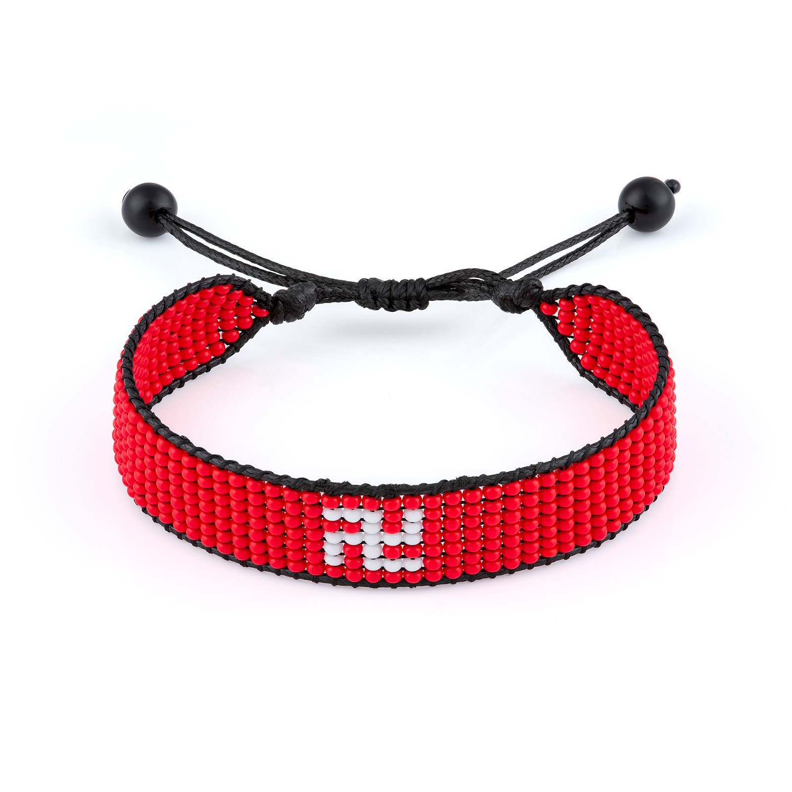 Hong Kong Flag Bracelet:  Adjustable Beaded String, Handmade Boho Patriotic Gift