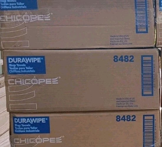 Case of 100 Durawipe Shop Towels White - 17" x 17" - Flat - 8482 - NEW IN BOX