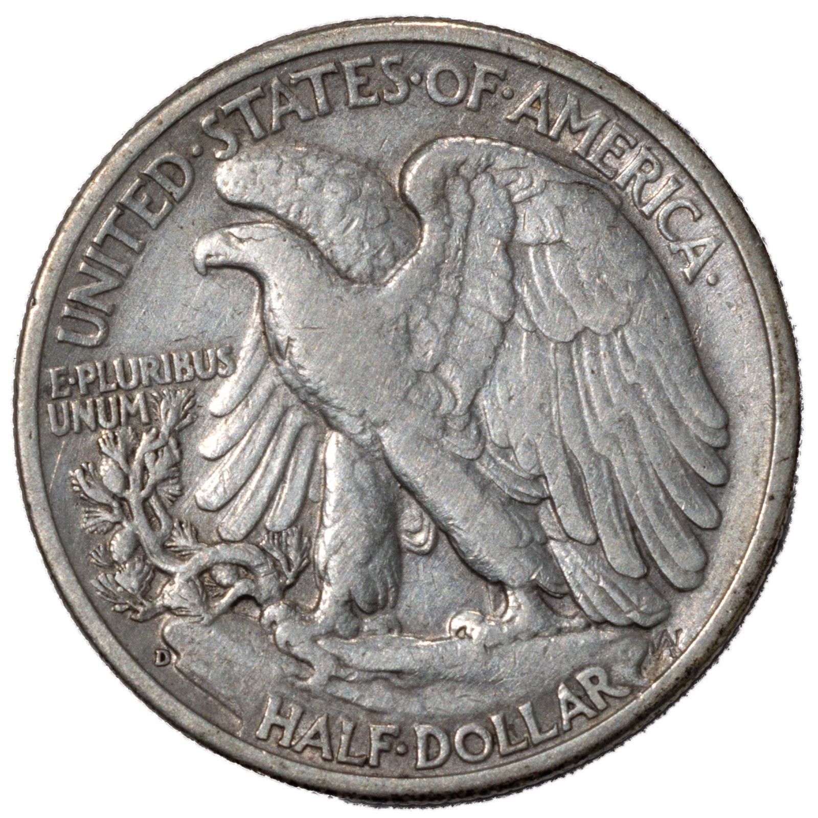1938-D Walking Liberty Half Dollar 50c Very Fine VF+