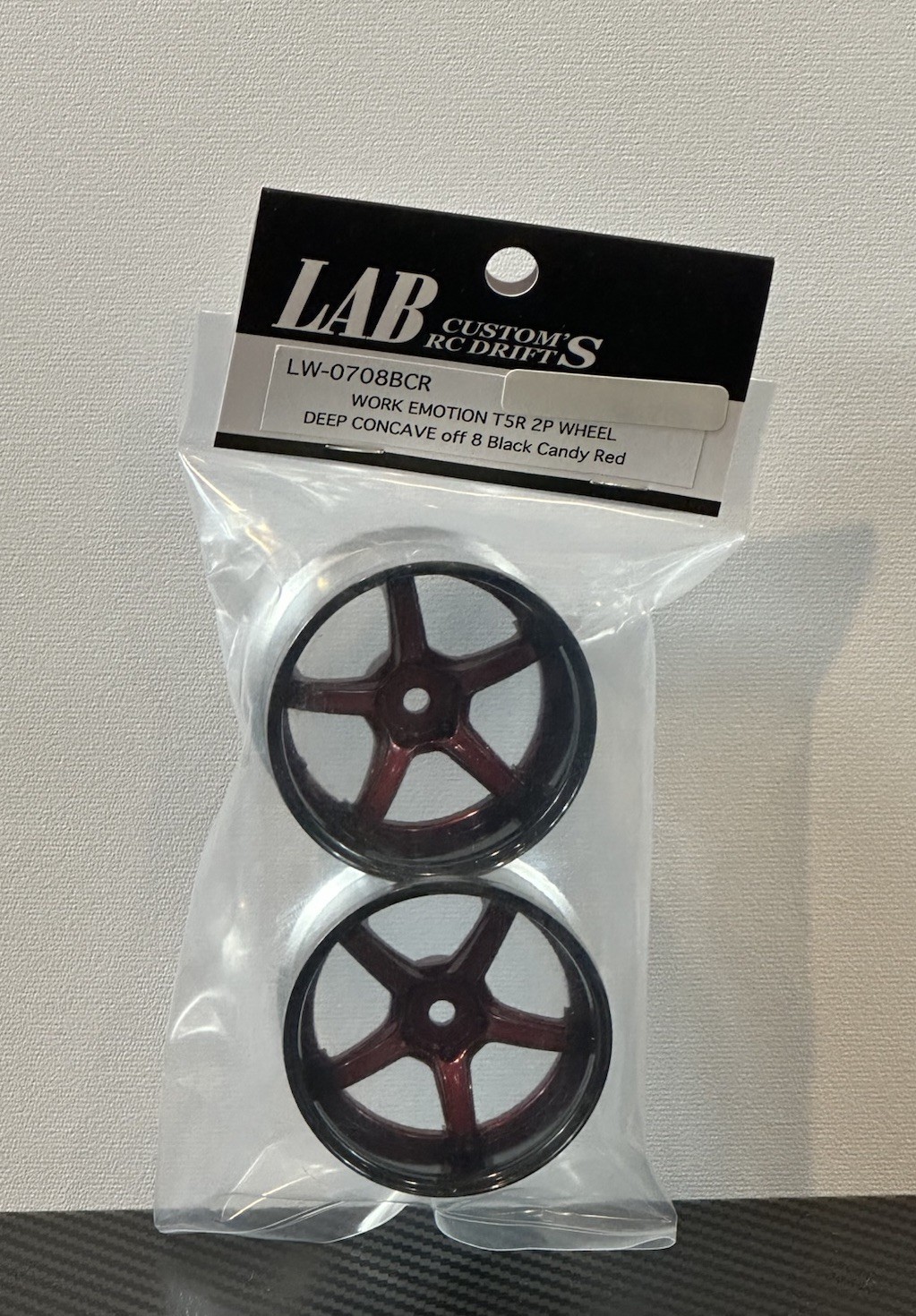 LAB Custom LW-0708BCR Work Emotion T5R 2P Wheel Deep Concave 8mm Black Candy Red