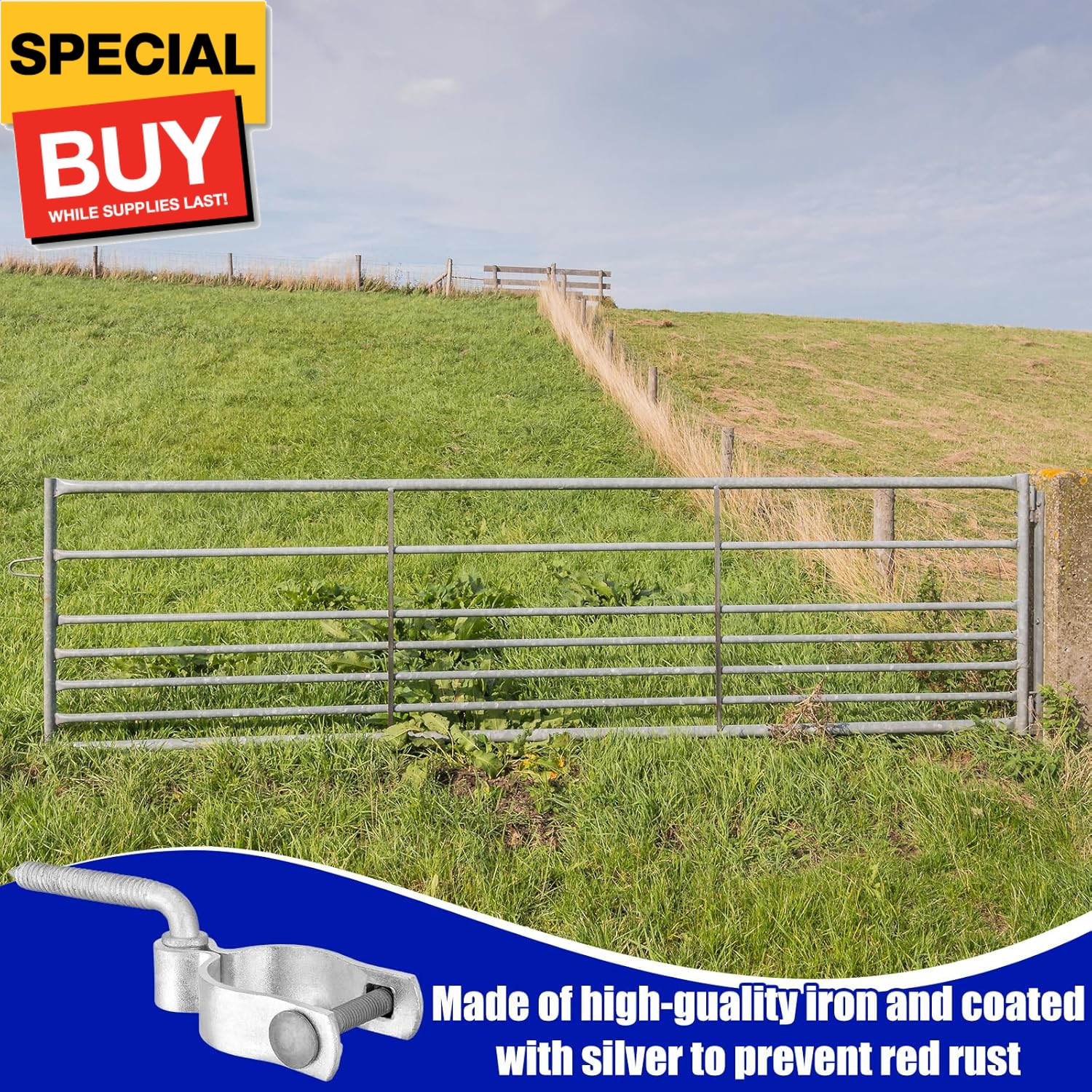 4 Pcs Farm Gate Hinge Set 5/8'' x 2'' Chain Link Fence Gate Post Hinge in Zinc P