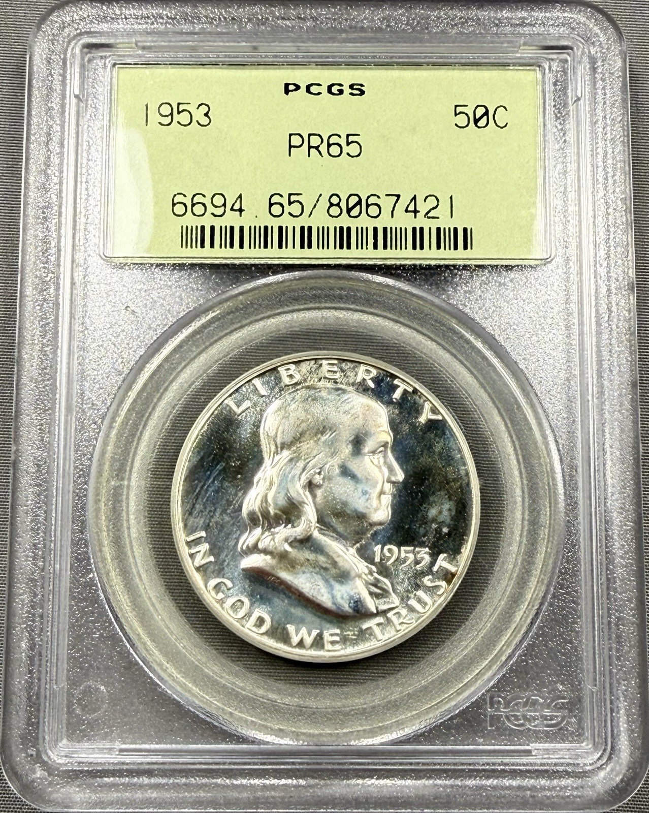 1953 Franklin Half Dollar 50c - PCGS PS65 - OGH Old Green Holder
