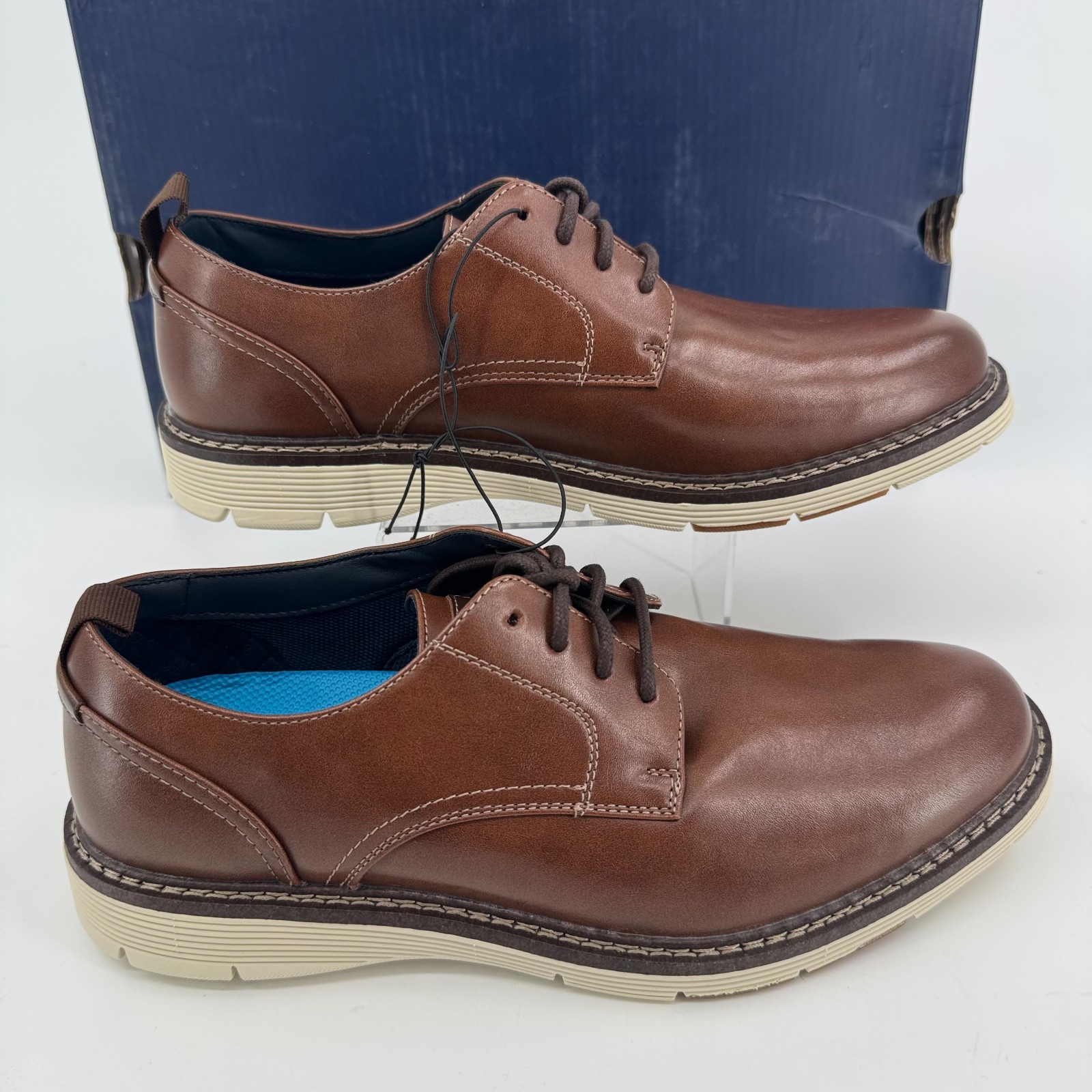 NEW Dockers Edwin Casual Oxford Shoes MENS Brown Lace Up Vegan Leather SIZE 8