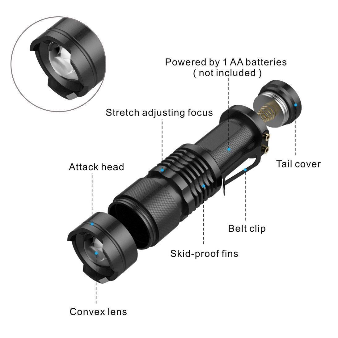 LED Tactical Flashlight Military Grade Torch Small Super Bright Handheld LightUS