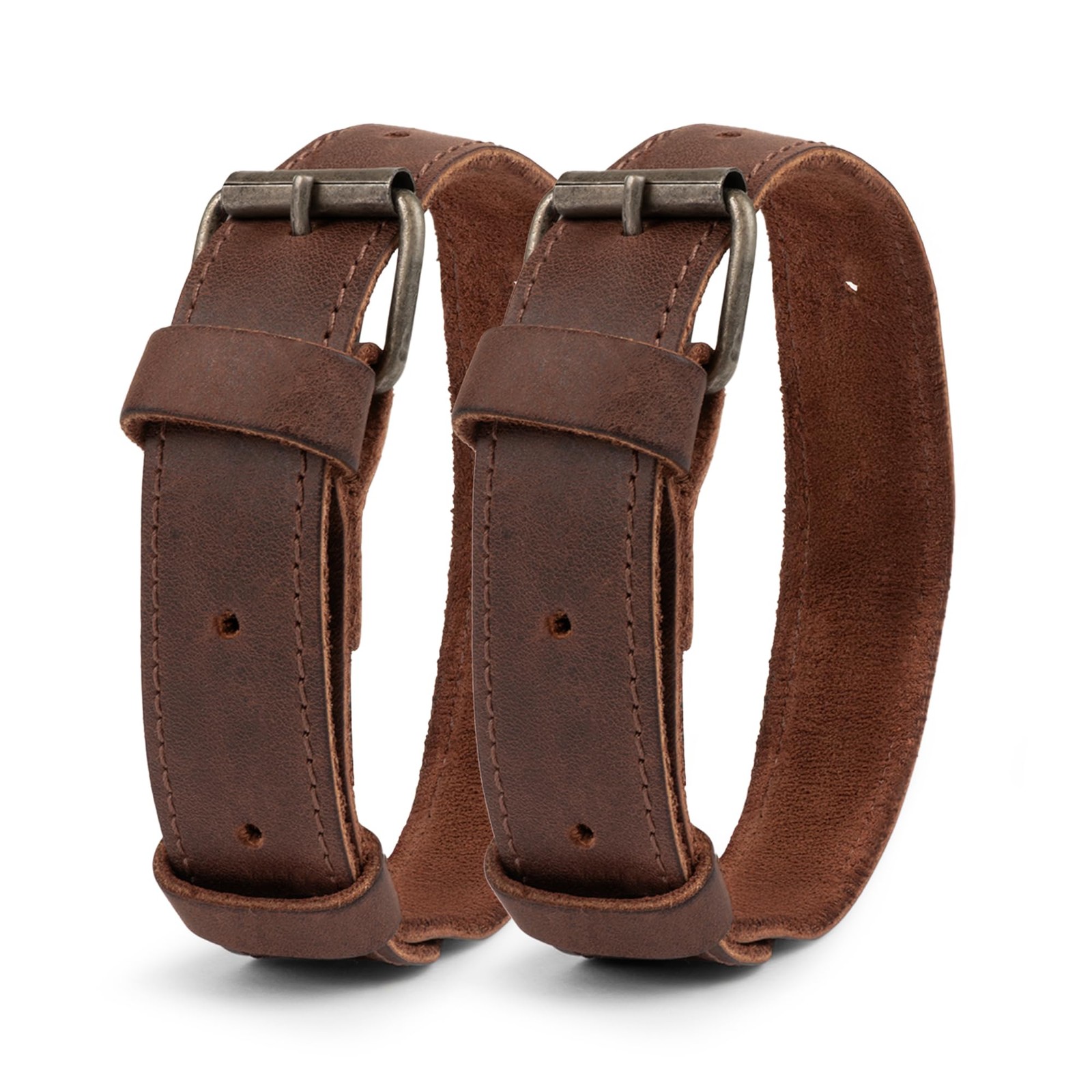 , Set of 2 Rustic Bicycle Ankle Bands, Brass Metal Buckle, Adjustable Straps ...