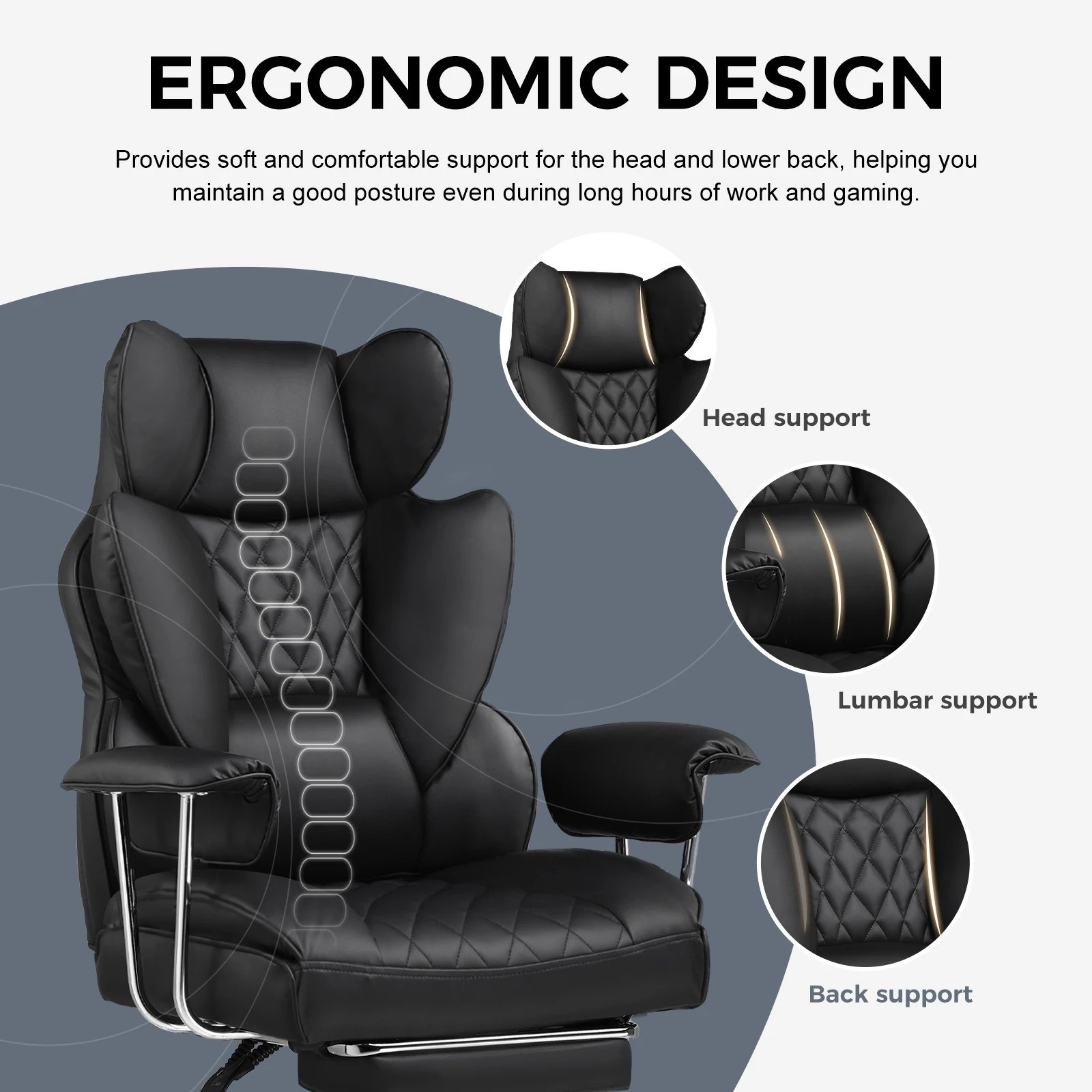 GTRACING Big and Tall Gaming Chair 400lbs Heavy Duty Office Chair with Footrest