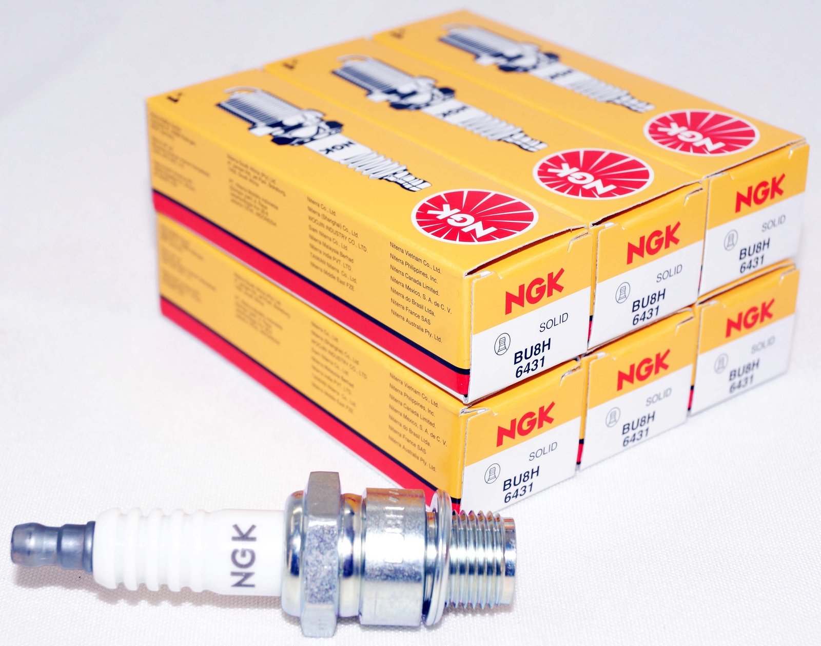 Genuine NGK 6431 Surface Gap Spark Plugs BU8H 6 Pack