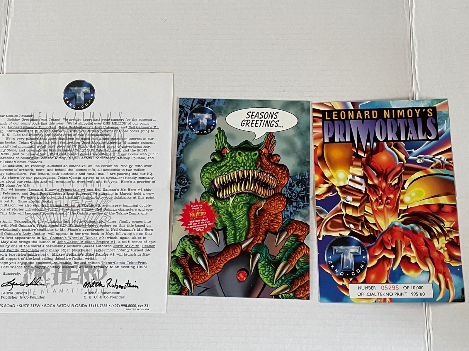 Tekno Comix 1995 Promo Print #0 1995 + Card & Letter