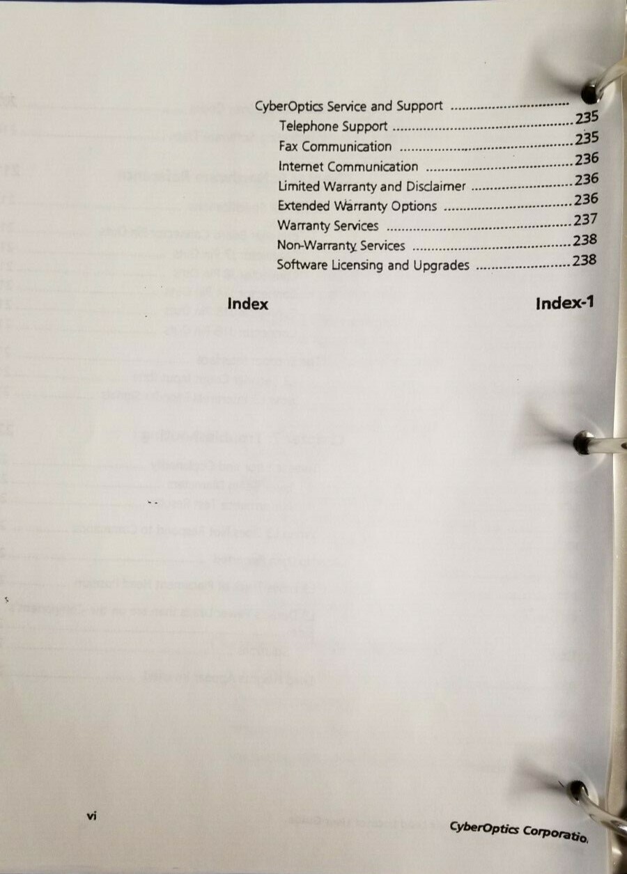 Panasonic Panasert Cyber Optics Laser Lead Locator Users Guide Binder