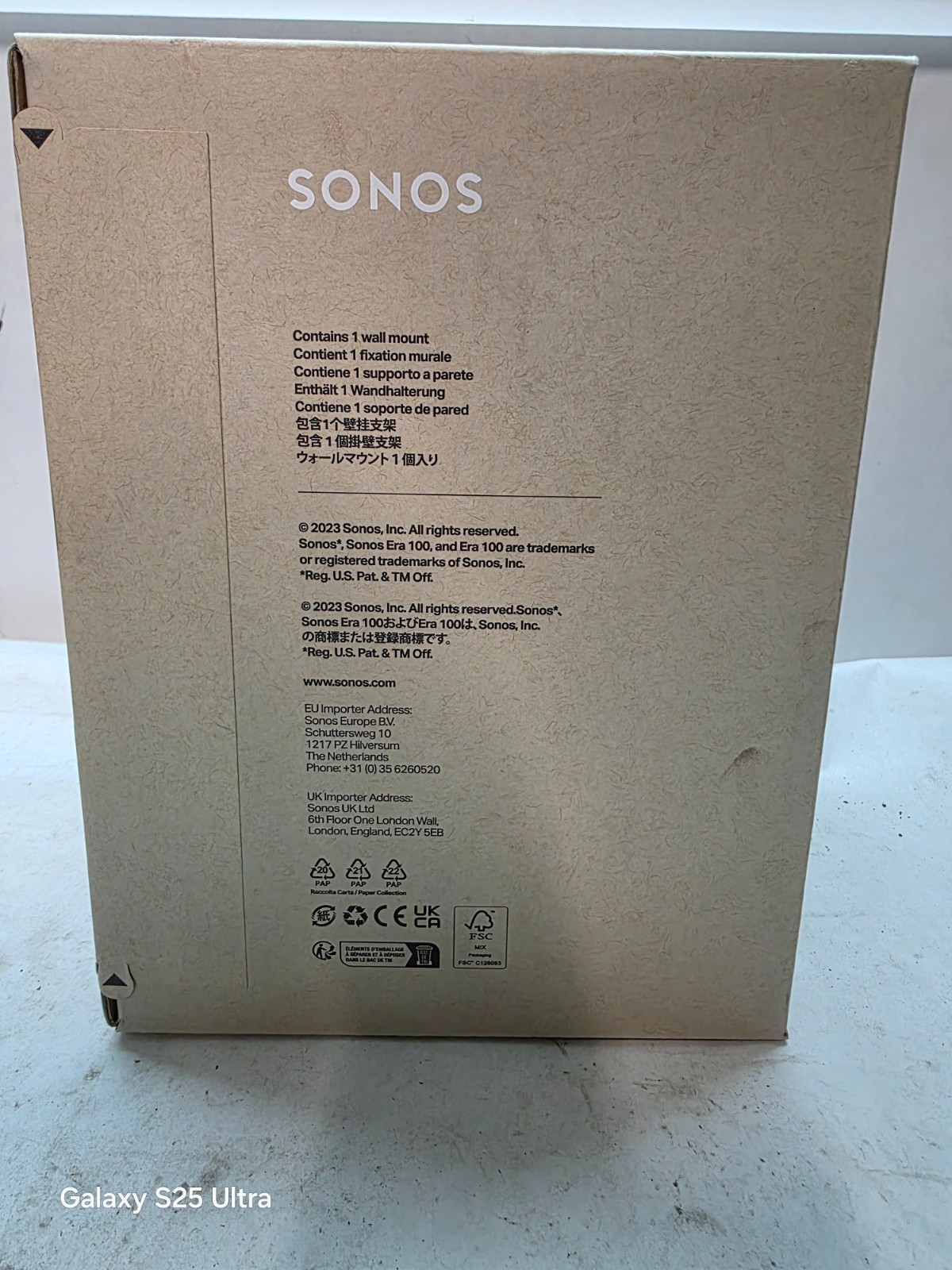 SONOS - ERA 100 MOUNT EACH - WHITE SONOS (Single Mount)