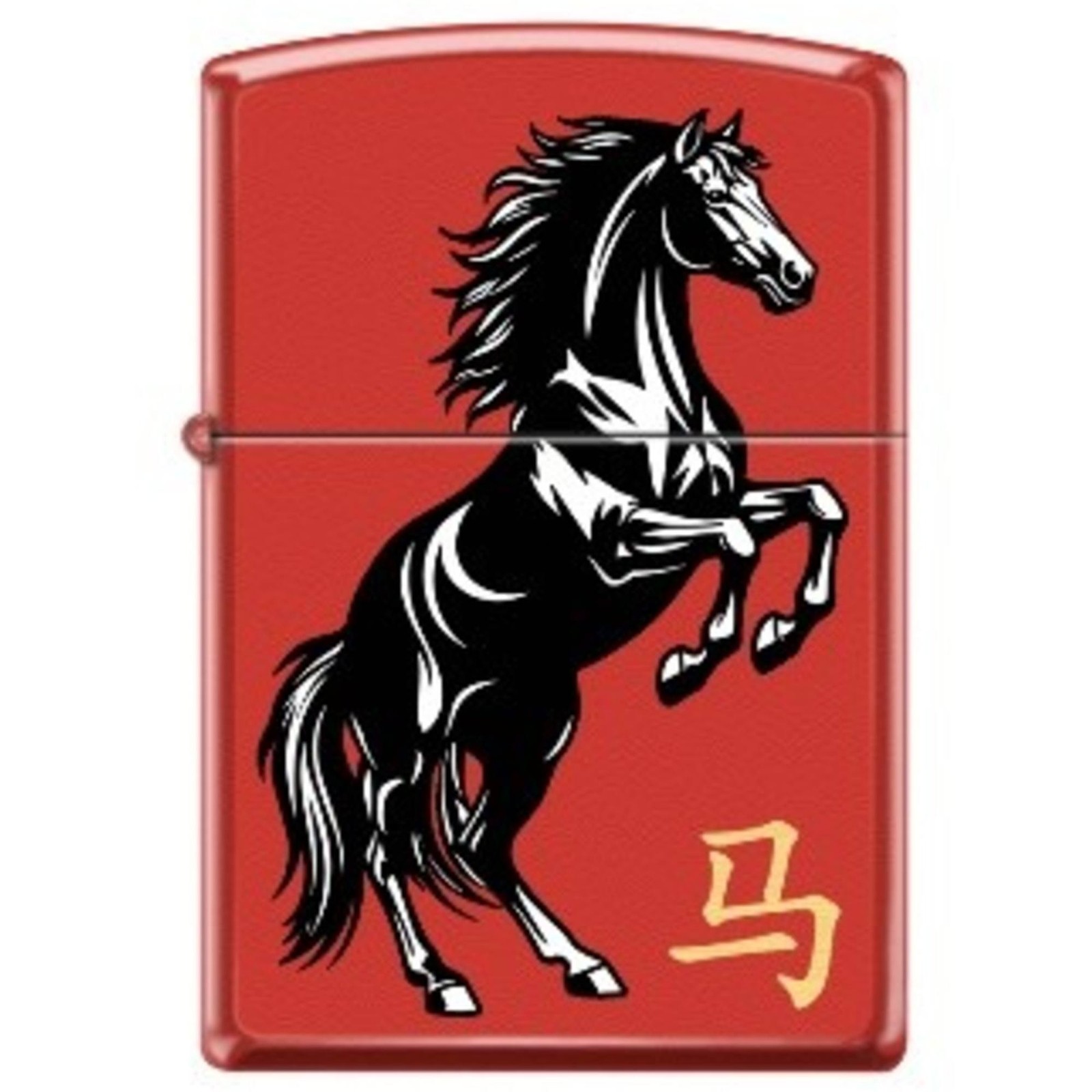 Zippo Windproof Pocket Lighter Chinese Horse Design Red Matte Metal XC314