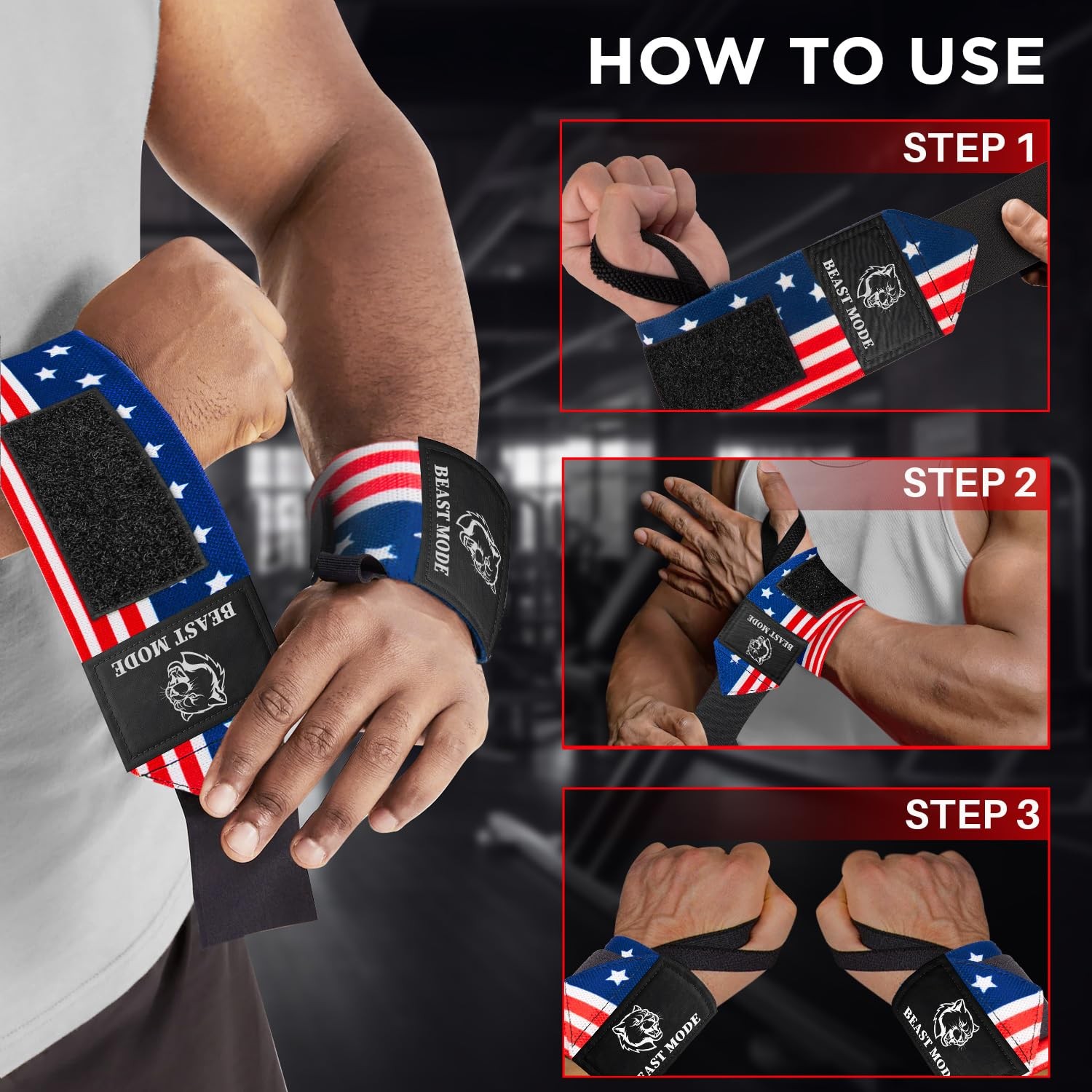HeavyDuty Weightlifting Wrist Wraps with Thumb Loop for Powerlifting & Training