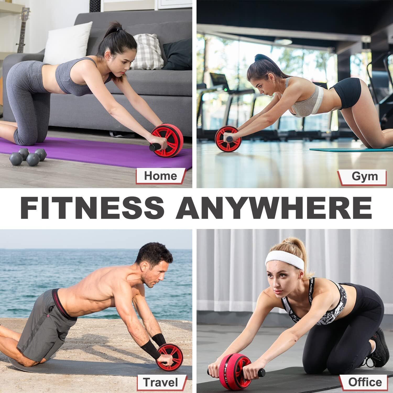 Ultra Wide Ab Wheel With Knee Pads Portable Core Trainer For Abs And Stability