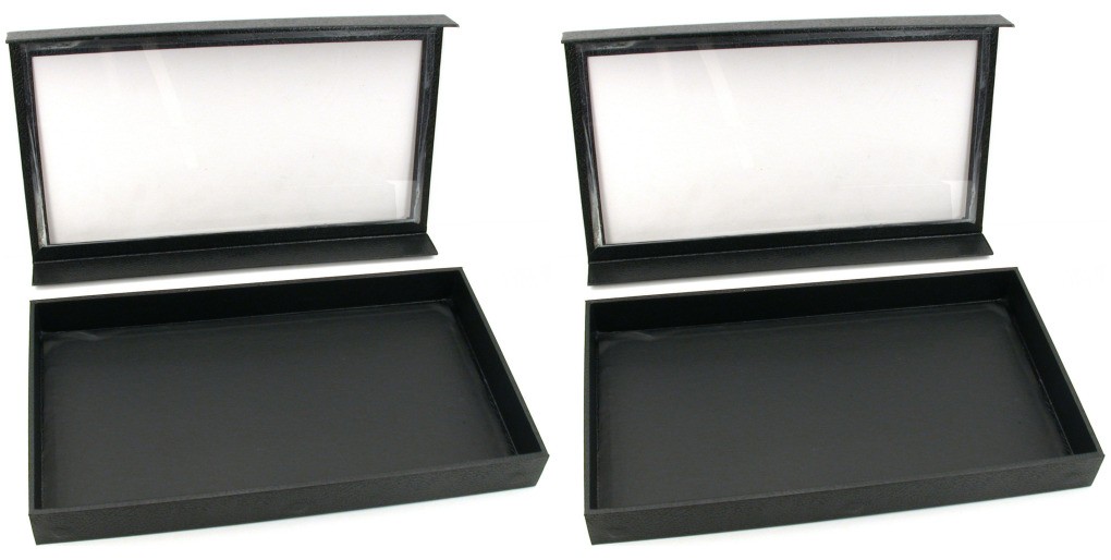2 Black Jewelry Display Cases Necklace Bracelet Showcase Tray 14 3/4" x 8 1/4"