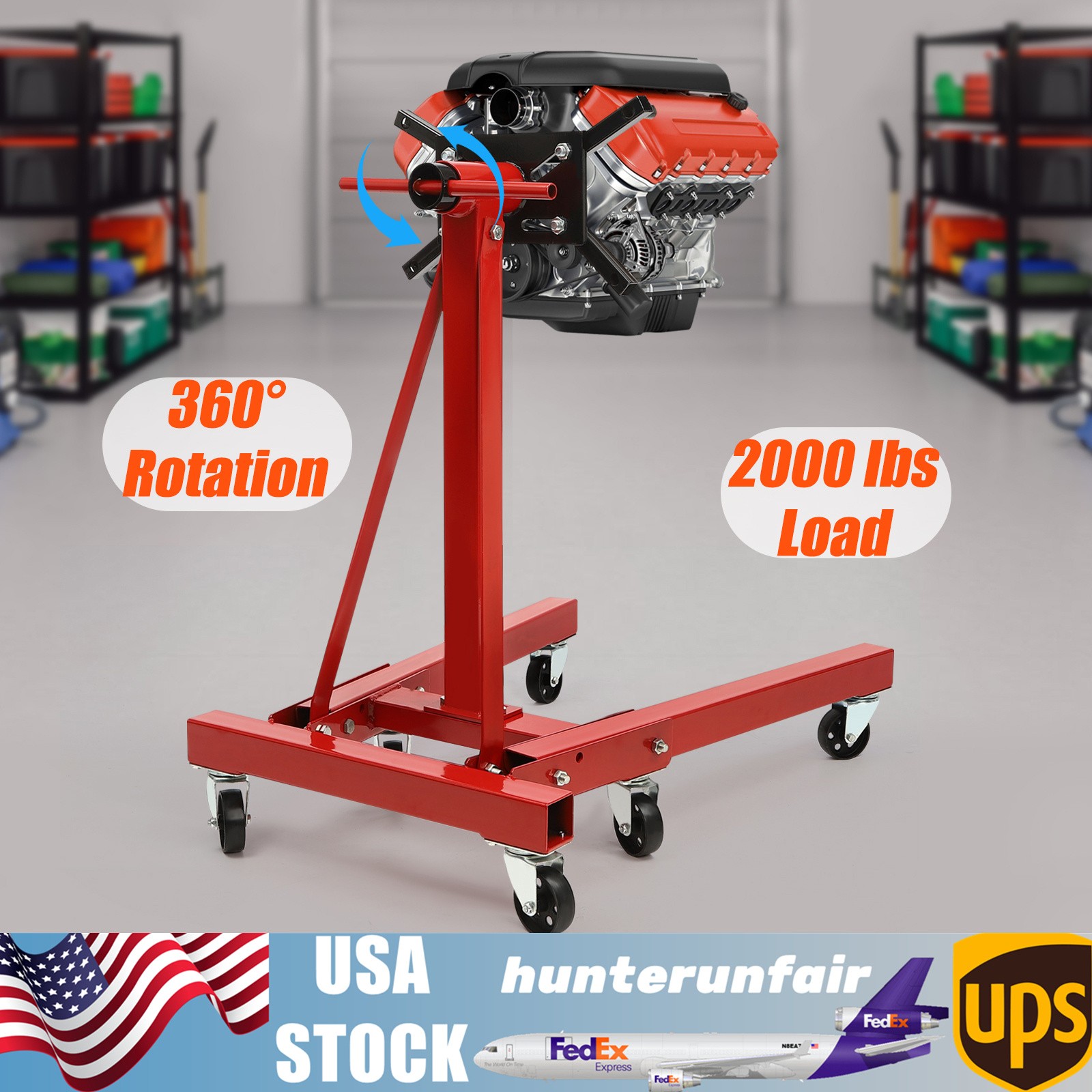 2000 lbs Folding Engine Stand Foldable Rotating Engine Holder Heavy Duty 360��