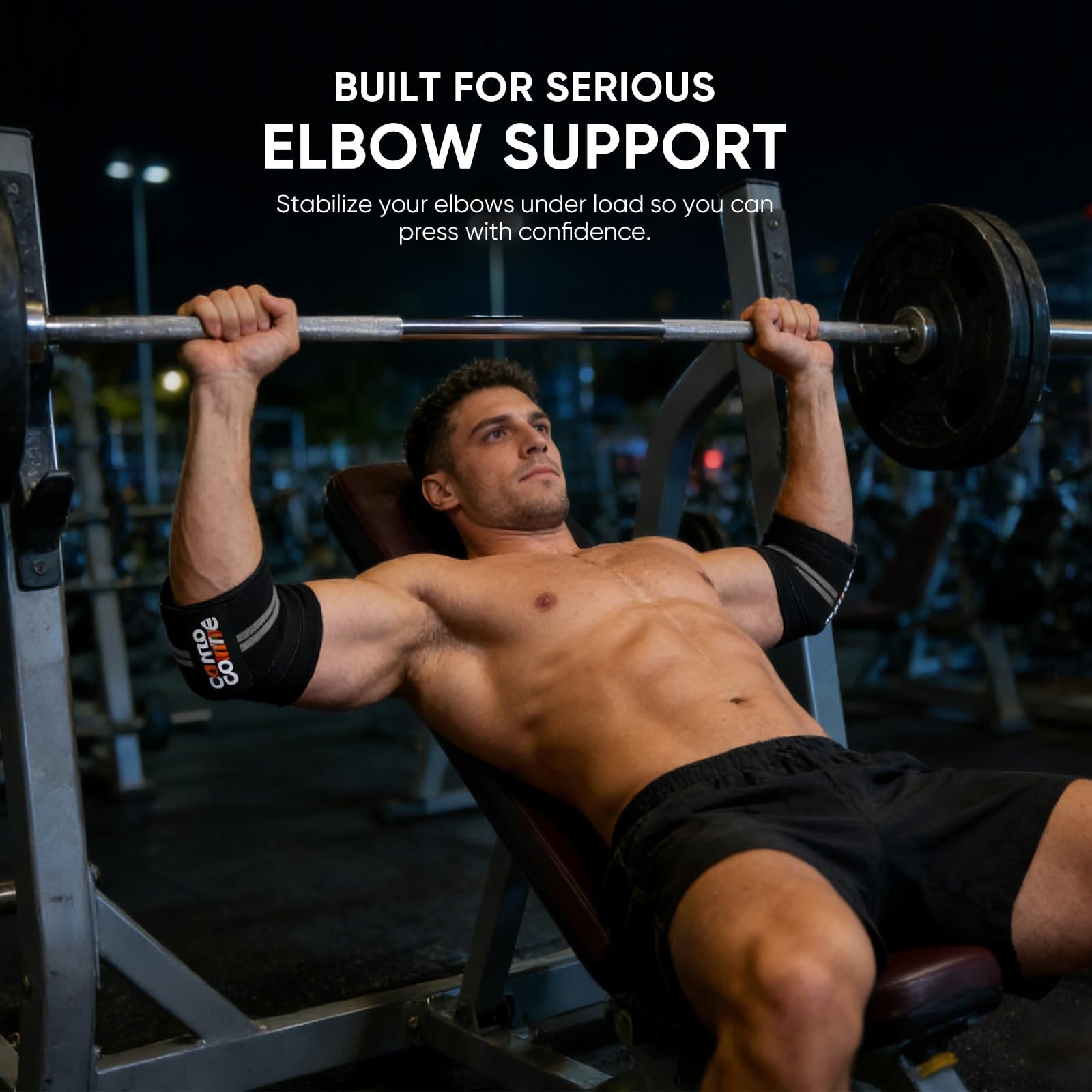 Adjustable Weightlifting Elbow Wraps - 47" Compression Straps for Gym Support