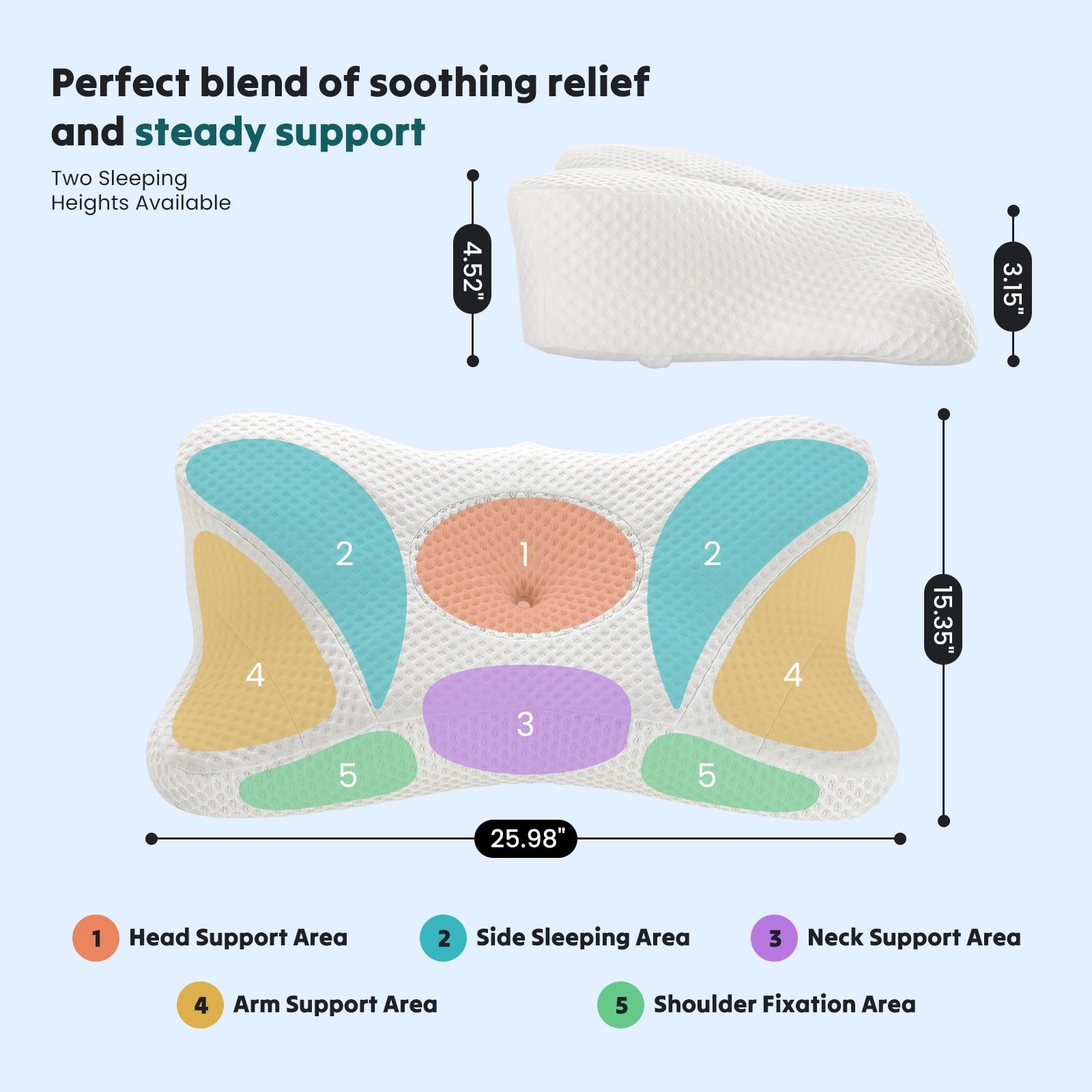 Ergonomic Cervical Memory Foam Pillow – Cooling Contour Orthopedic Support,Queen