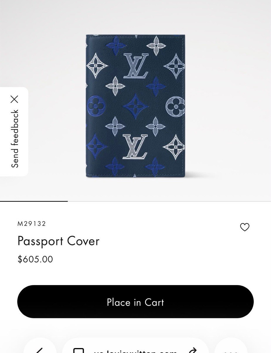 Louis Vuitton M29132 Blue Leather Monogram Passport Cover w/ Card Slots