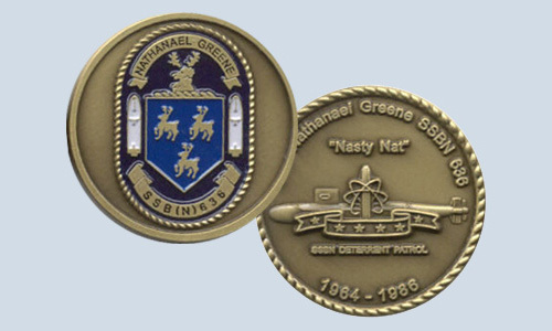 USS Nathanael Greene SSBN 636 Submarine Challenge Coin Navy Sub Boomer Nasty Nat
