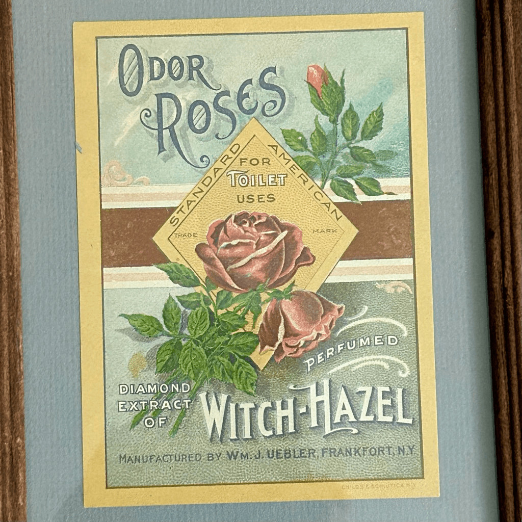 Vintage Standard American Witch Hazel Framed Label