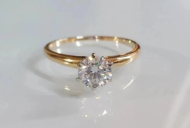 2Ct Round Cut White Moissanite Women's Wedding Ring 14k Yellow Gold Plated