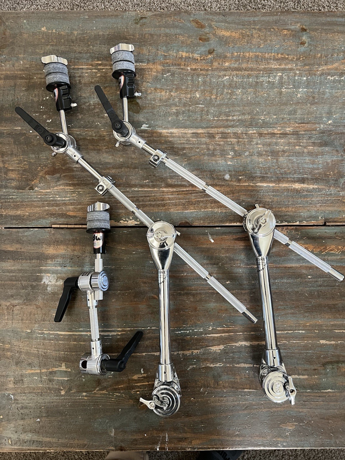 2 DW Dog Bone & Puppy Bone Boom Cymbal Arm Clamps