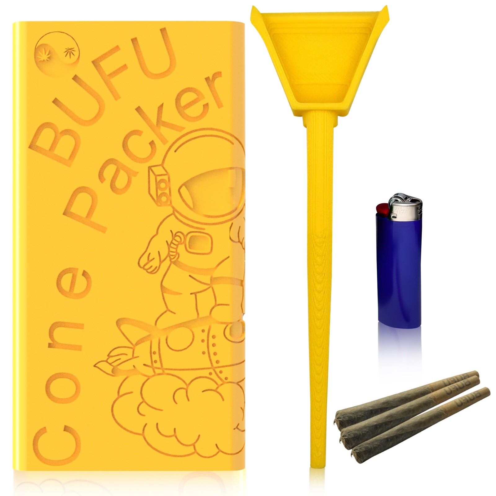 Cone Packer For 1-1/4 Cones-ConePacking Station-PreRoll Filler With Scoop-Yellow
