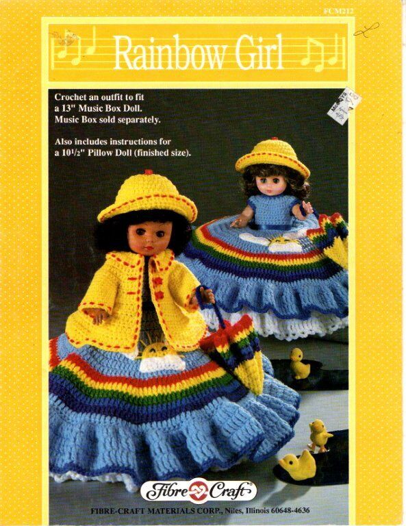 VINTAGE 1990 FIBRE CRAFT CROCHET RAINBOW GIRL
