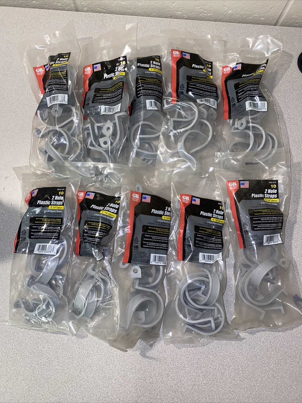 Lot Of 100 Gardner Bender Gray Plastic Conduit Strap 1-1/4" Dia Indoor/Outdoor