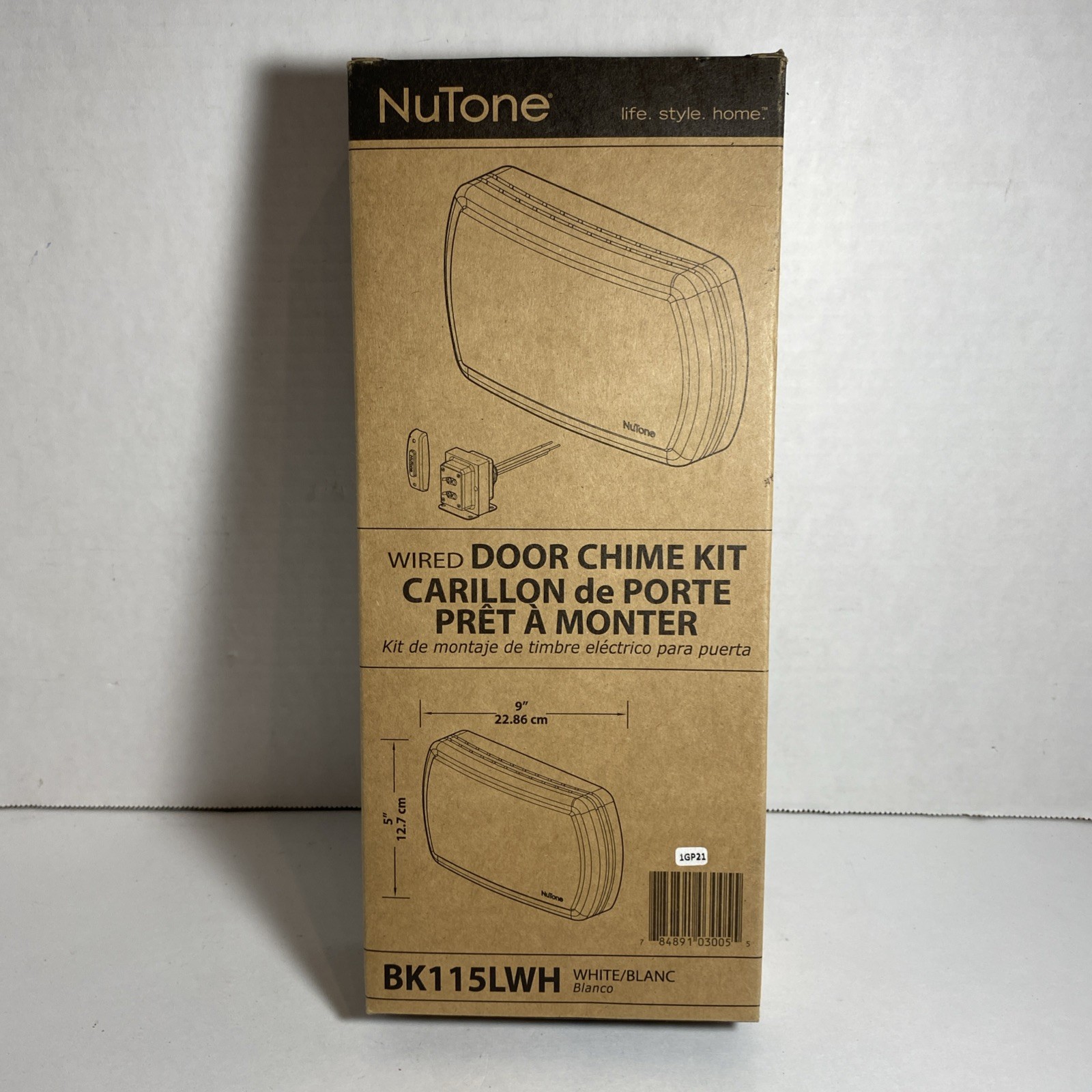 Broan NuTone Lighted Rectangular Pushbutton Doorbell Kit Two Tone Chime