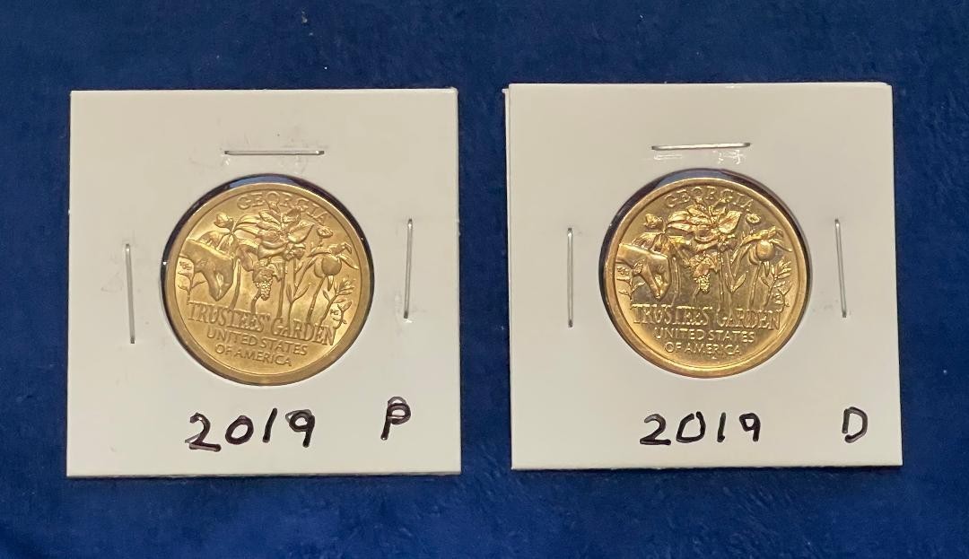 2019 $1 Dollar American Innovation Georgia Trustees Garden 2 Coin Set