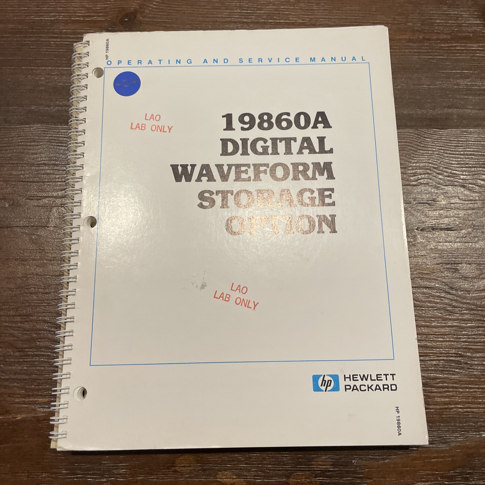 HP 19860A Digital Waveform Storage Option Operating & Service Manual 19860-90902